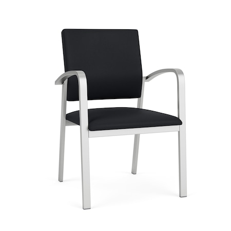 Lesro Newport Guest Chair Metal Frame, Silver, MD Black Upholstery NP1101